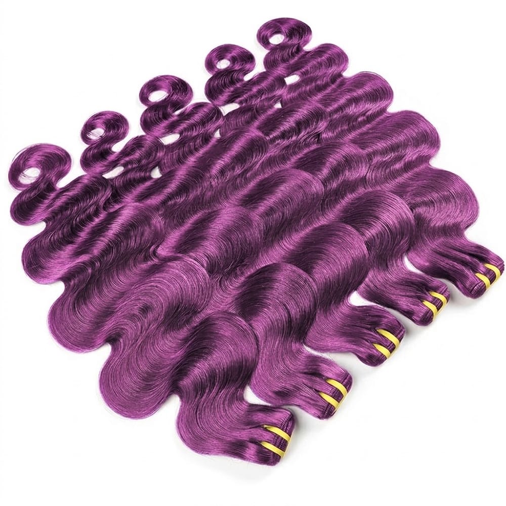 Body Wave Luxury Natural Hair Weft – 100% Virgin Human Hair / Wig Violet Purple LINKTOWIG