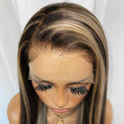 Bone Straight HD Lace Super Natural Lace Frontal Human Hair Wigs aramel Balayage Highlights LINKTOWIG
