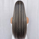 Bone Straight HD Lace Super Natural Lace Frontal Human Hair Wigs Black and grey blended highlights LINKTOWIG