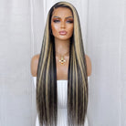Bone Straight HD Lace Super Natural Lace Frontal Human Hair Wigs Black and grey blended highlights LINKTOWIG