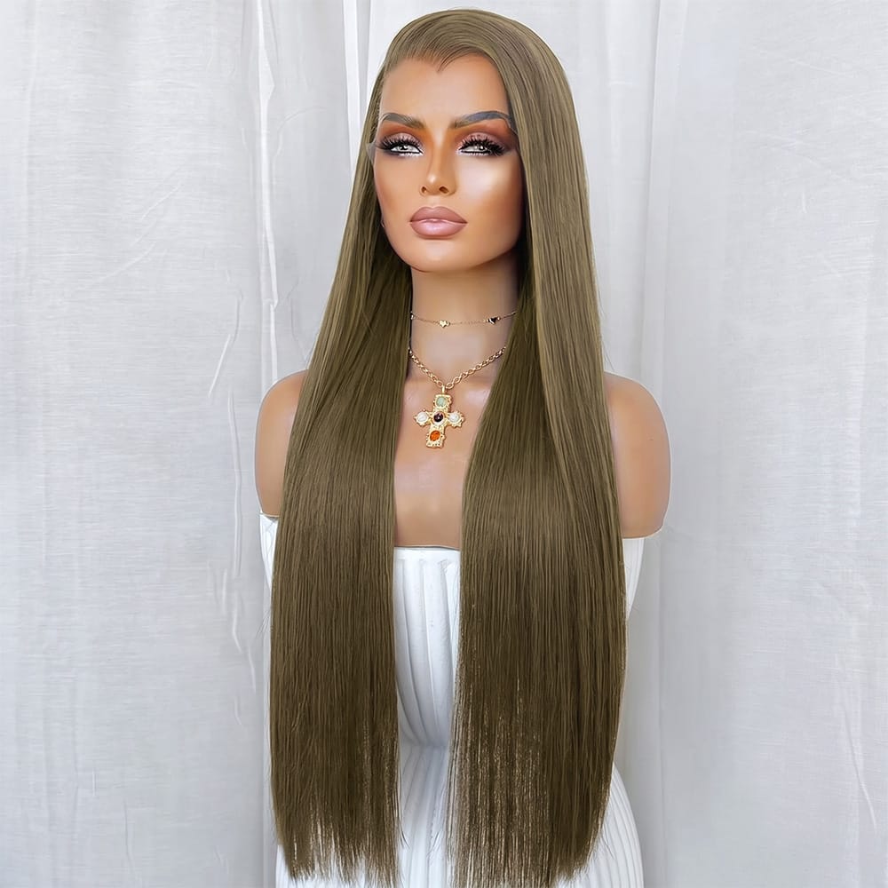 Bone Straight HD Lace Super Natural Lace Frontal Human Hair Wigs Chocolate Brown LINKTOWIG