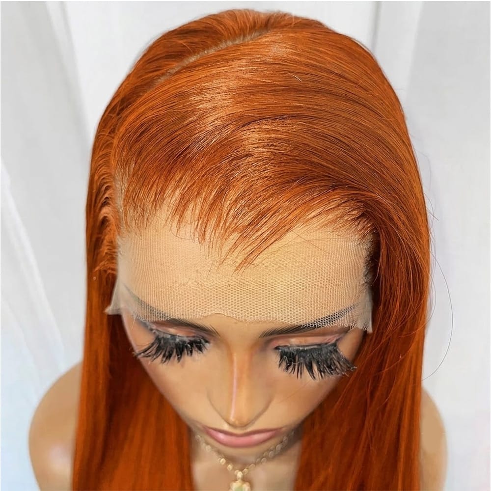 Bone Straight HD Lace Super Natural Lace Frontal Human Hair Wigs Copper Orange LINKTOWIG