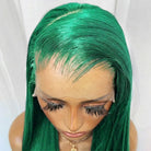 Bone Straight HD Lace Super Natural Lace Frontal Human Hair Wigs Dark Emerald Green LINKTOWIG