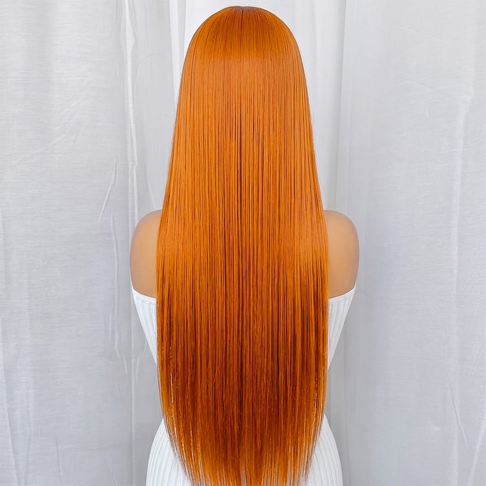 Bone Straight HD Lace Super Natural Lace Frontal Human Hair Wigs Ginger Orange LINKTOWIG