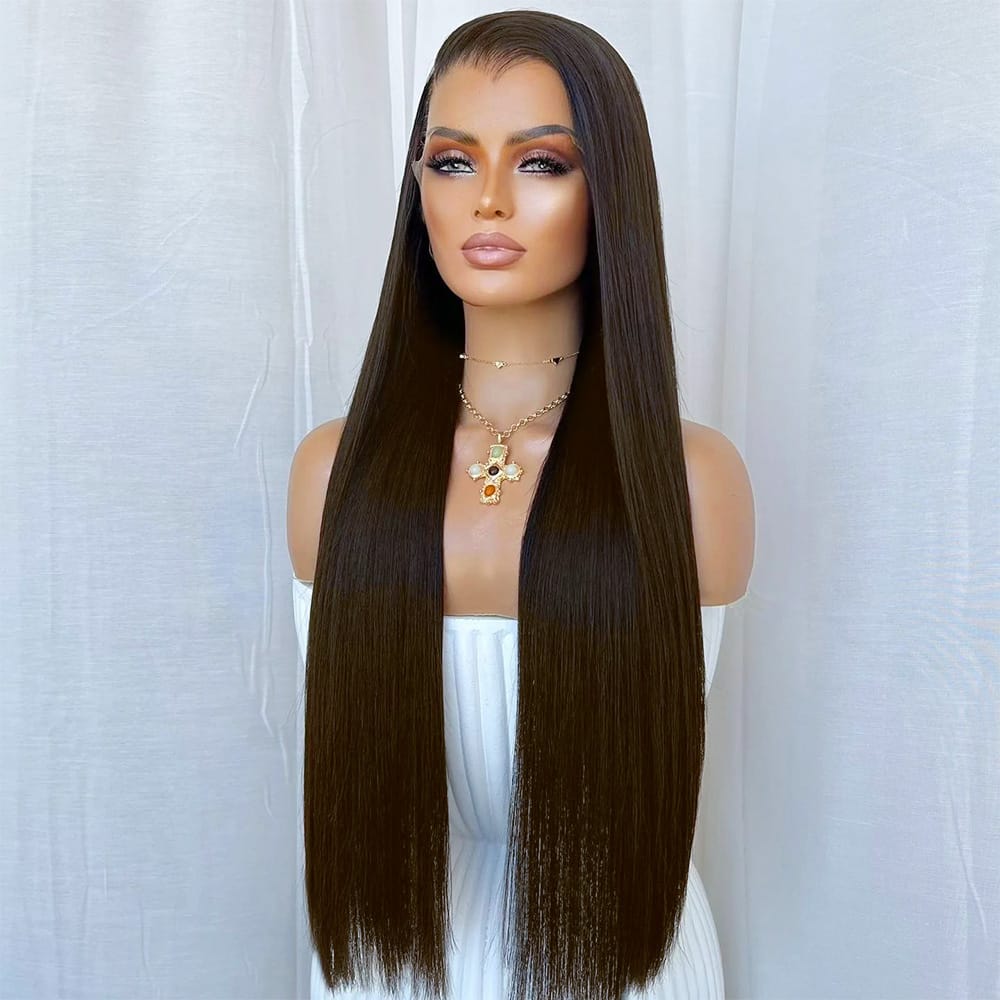 Bone Straight HD Lace Super Natural Lace Frontal Human Hair Wigs Gradient Brown LINKTOWIG