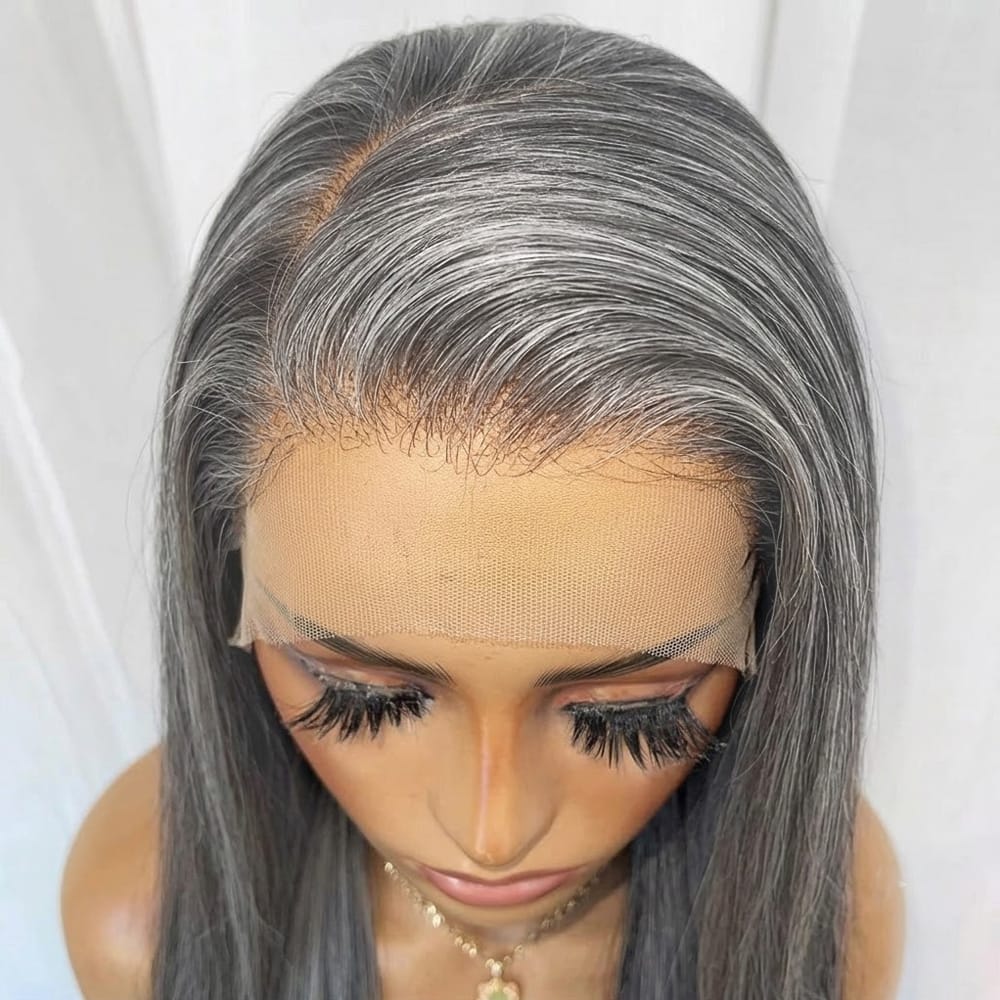 Bone Straight HD Lace Super Natural Lace Frontal Human Hair Wigs Granny grey LINKTOWIG