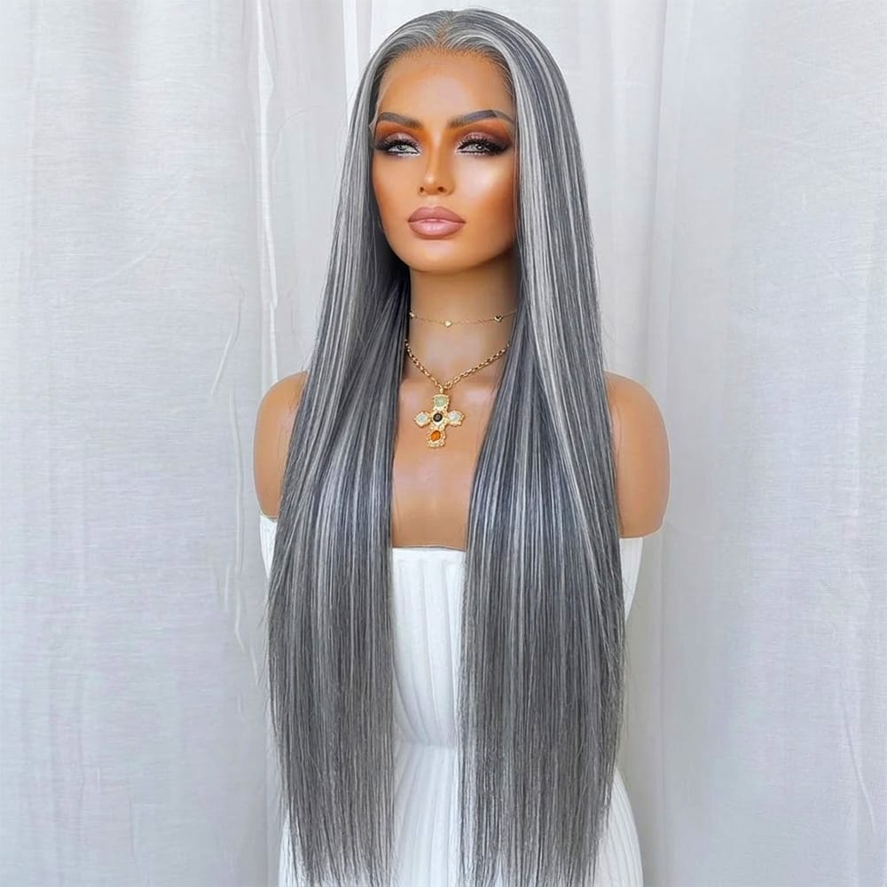 Bone Straight HD Lace Super Natural Lace Frontal Human Hair Wigs Granny grey LINKTOWIG