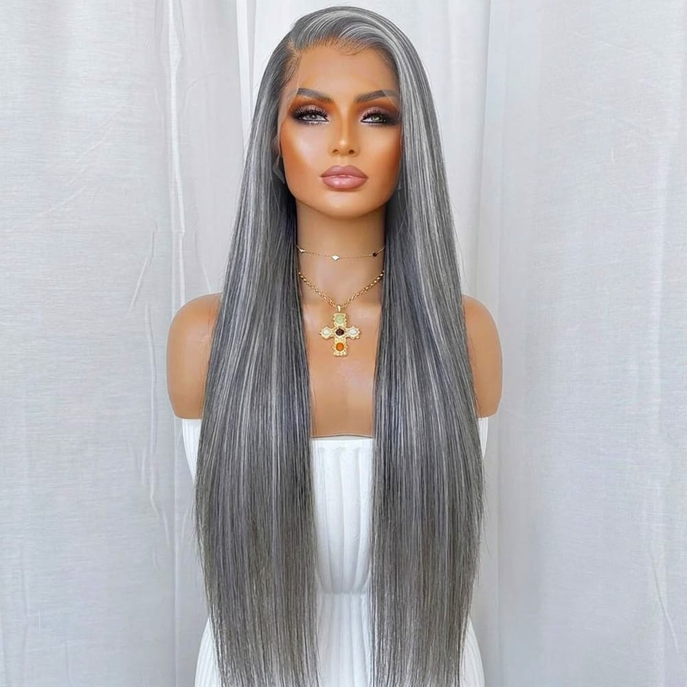 Bone Straight HD Lace Super Natural Lace Frontal Human Hair Wigs Granny grey LINKTOWIG