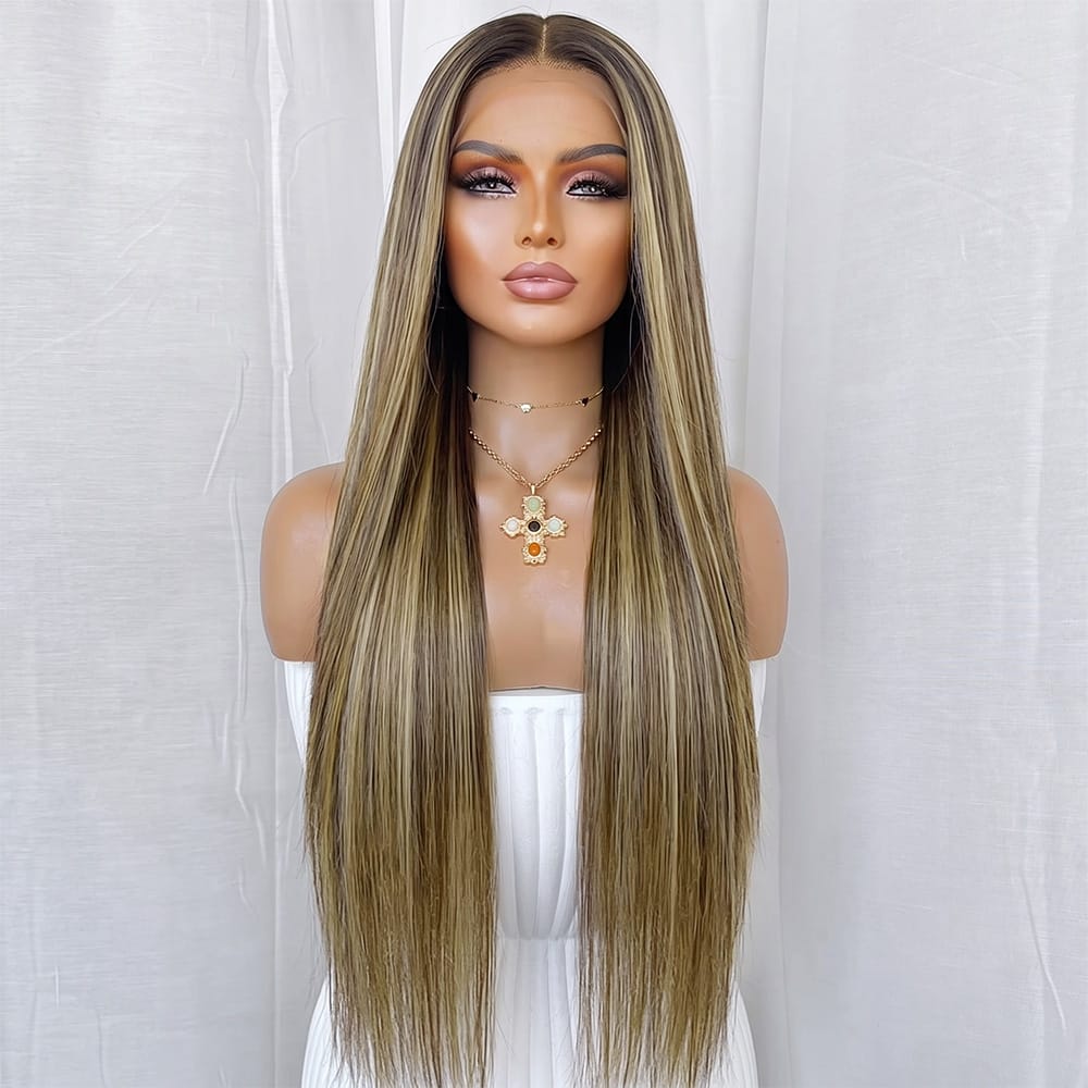 Bone Straight HD Lace Super Natural Lace Frontal Human Hair Wigs Medium Chestnut Brown LINKTOWIG