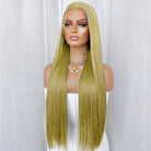 Bone Straight HD Lace Super Natural Lace Frontal Human Hair Wigs Olive Green Blonde LINKTOWIG