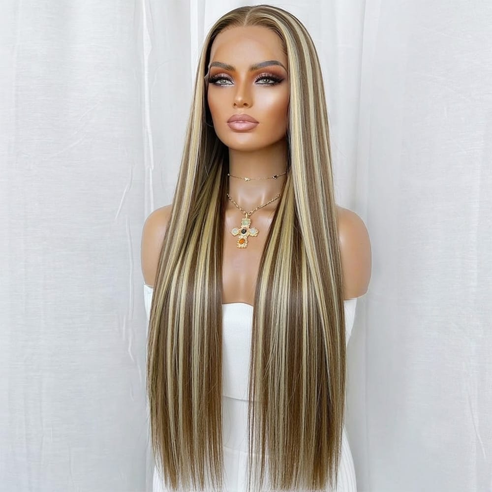 Bone Straight HD Lace Super Natural Lace Frontal Human Hair Wigs Piano Highlight Silver Grey LINKTOWIG
