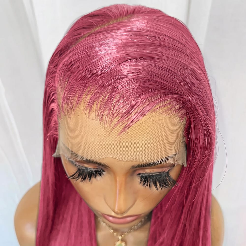 Bone Straight HD Lace Super Natural Lace Frontal Human Hair Wigs pink LINKTOWIG