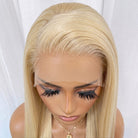 Bone Straight HD Lace Super Natural Lace Frontal Human Hair Wigs Platinum Blonde LINKTOWIG