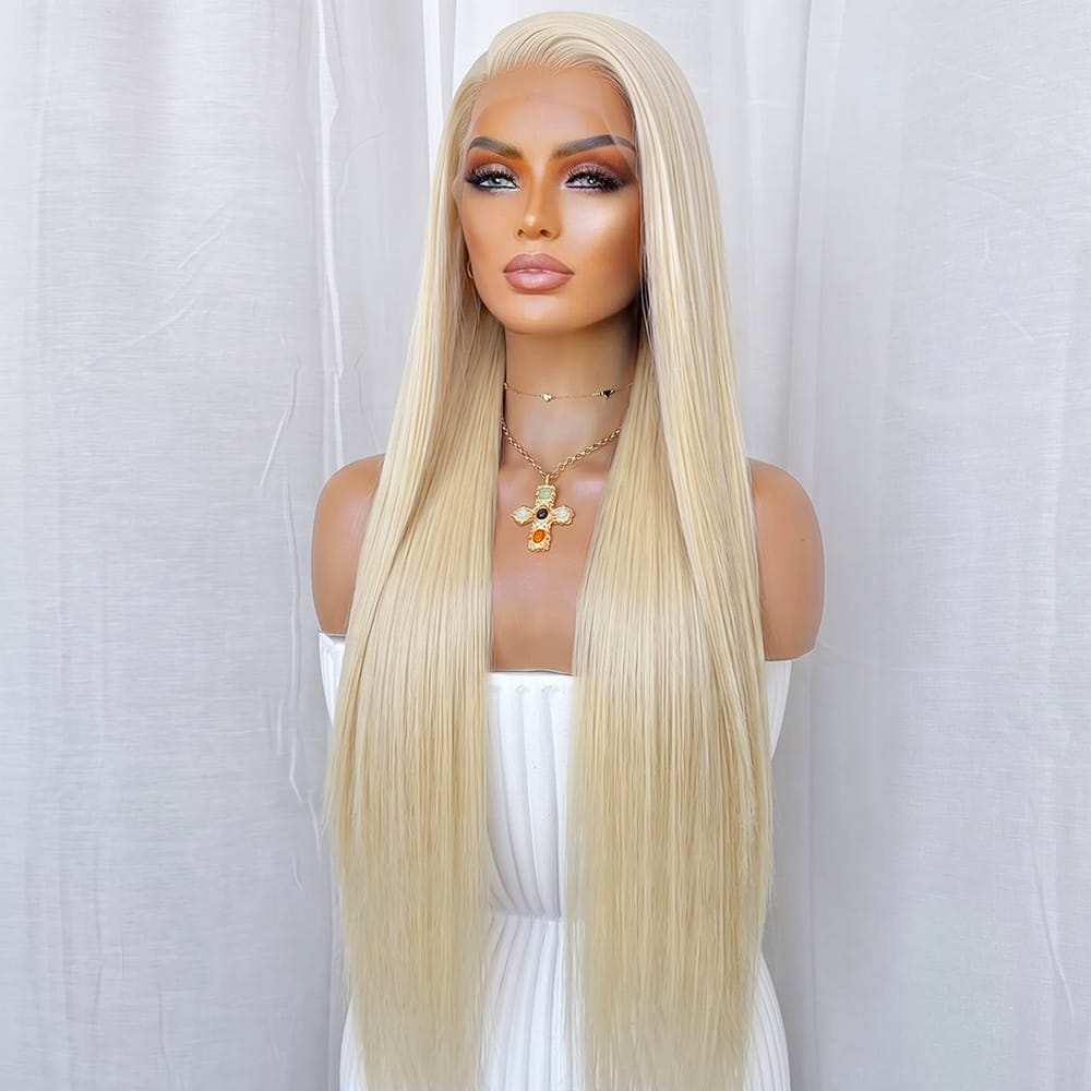 Bone Straight HD Lace Super Natural Lace Frontal Human Hair Wigs Platinum Blonde LINKTOWIG
