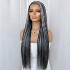 Bone Straight HD Lace Super Natural Lace Frontal Human Hair Wigs Silver Grey LINKTOWIG