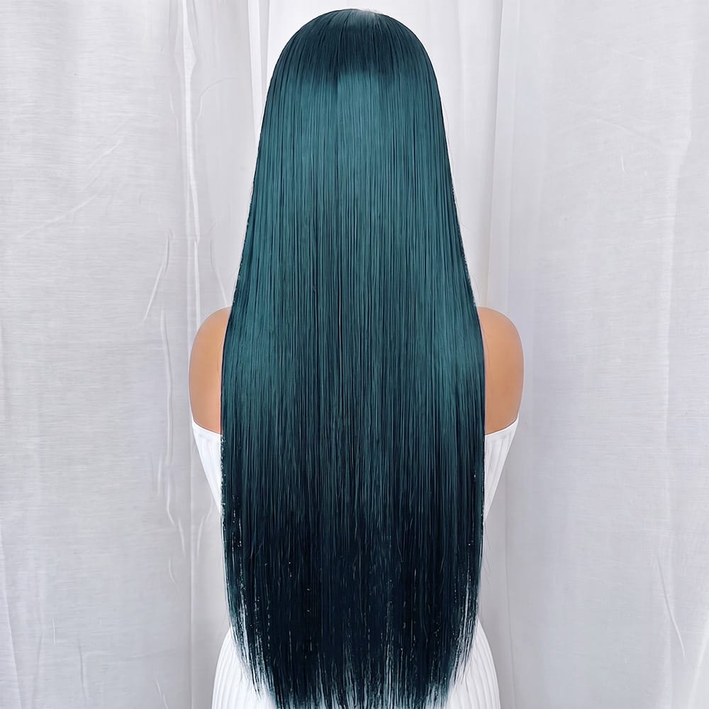 Bone Straight HD Lace Super Natural Lace Frontal Human Hair Wigs Teal Green LINKTOWIG