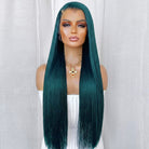 Bone Straight HD Lace Super Natural Lace Frontal Human Hair Wigs Teal Green LINKTOWIG