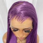 Bone Straight HD Lace Super Natural Lace Frontal Human Hair Wigs Violet Purple LINKTOWIG