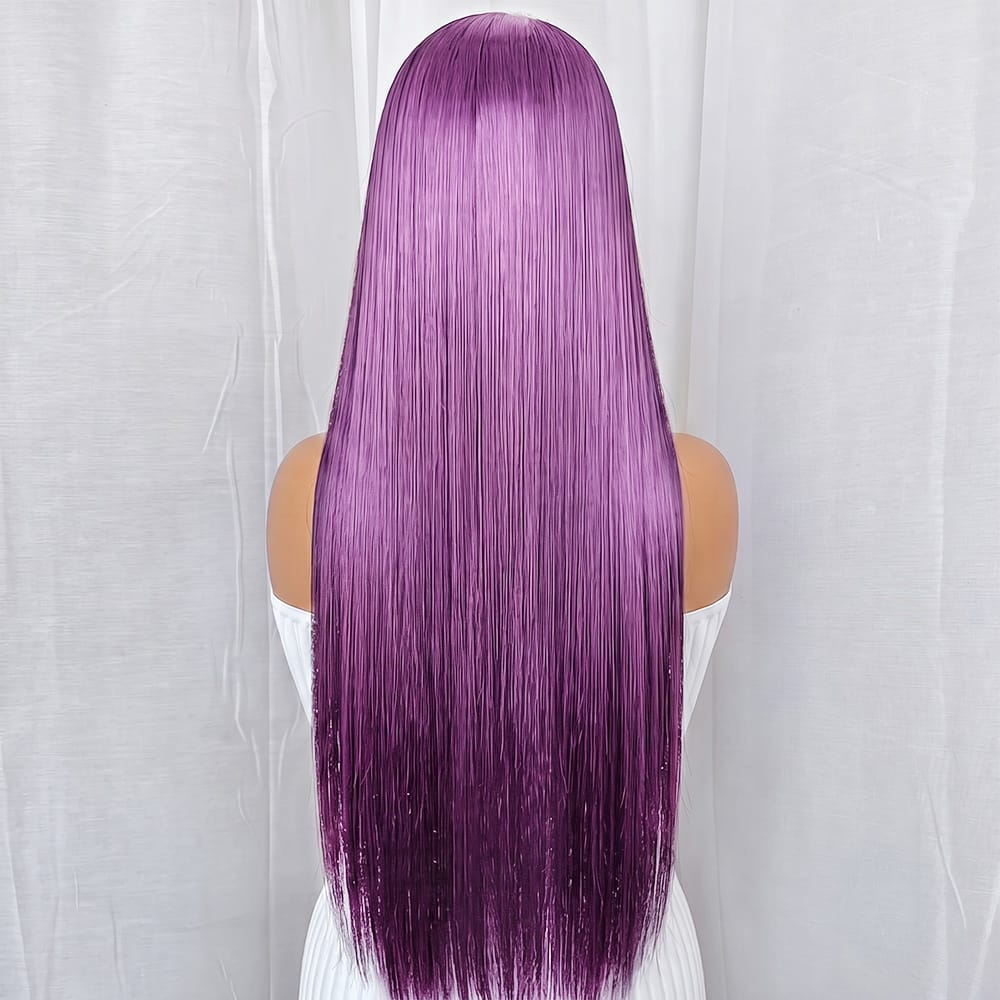 Bone Straight HD Lace Super Natural Lace Frontal Human Hair Wigs Violet Purple LINKTOWIG
