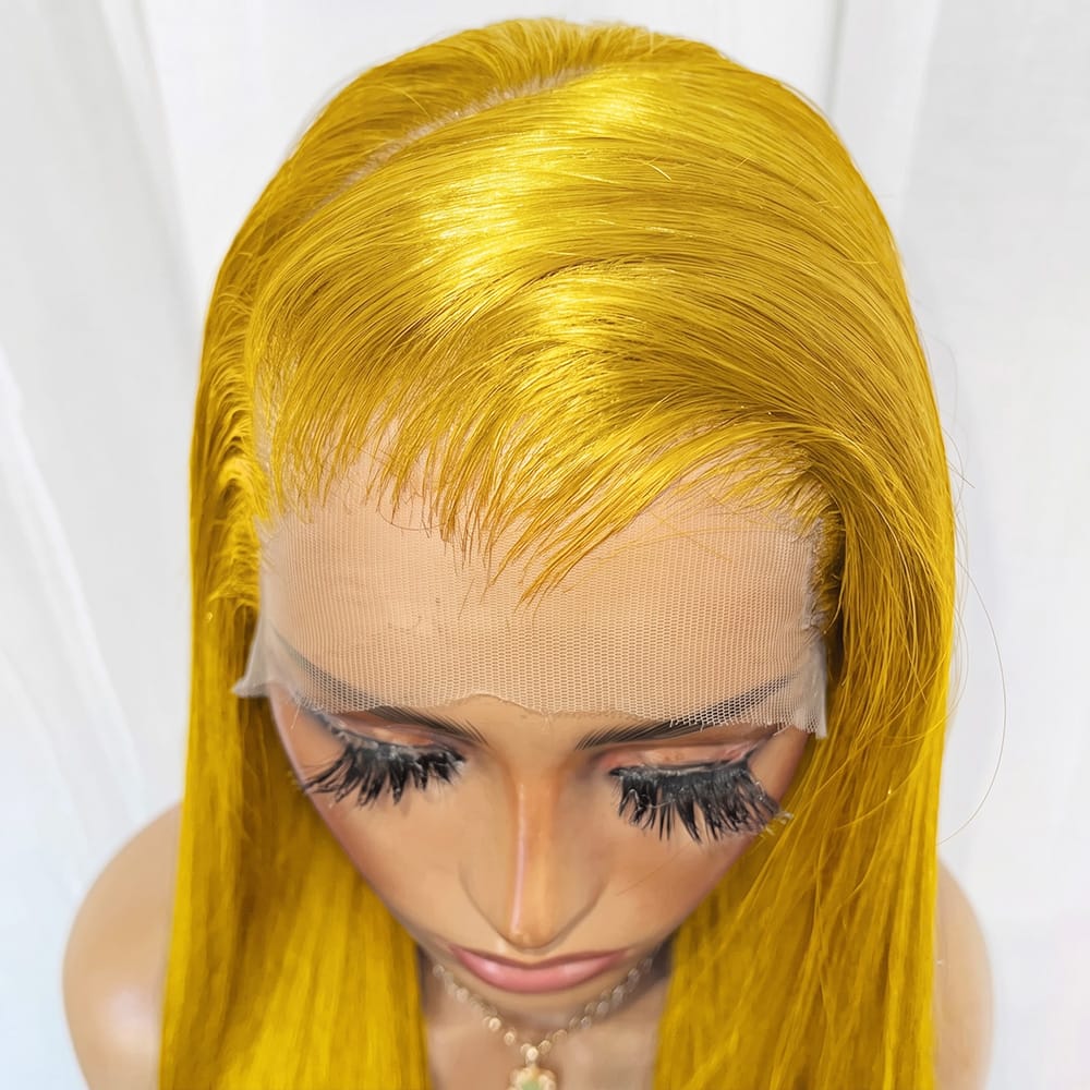 Bone Straight HD Lace Super Natural Lace Frontal Human Hair Wigs Yellow LINKTOWIG