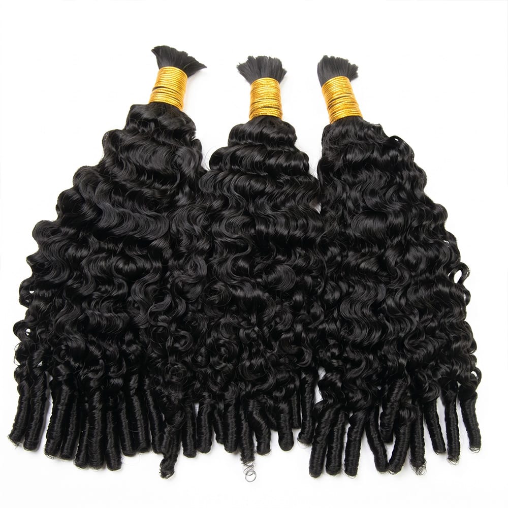 Burmese Curly 100% Raw Virgin  Human Hair Bundles - (No Weft) Bulk Hair  3 Bundles / Black LINKTOWIG