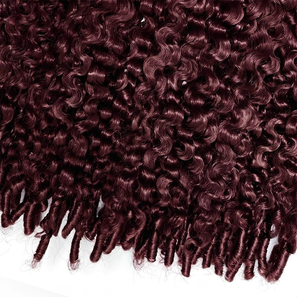 Burmese Curly 100% Raw Virgin  Human Hair Bundles - (No Weft) Bulk Hair  3 Bundles / Burgundy LINKTOWIG