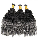 Burmese Curly 100% Raw Virgin  Human Hair Bundles - (No Weft) Bulk Hair  3 Bundles / Dark Roots LINKTOWIG