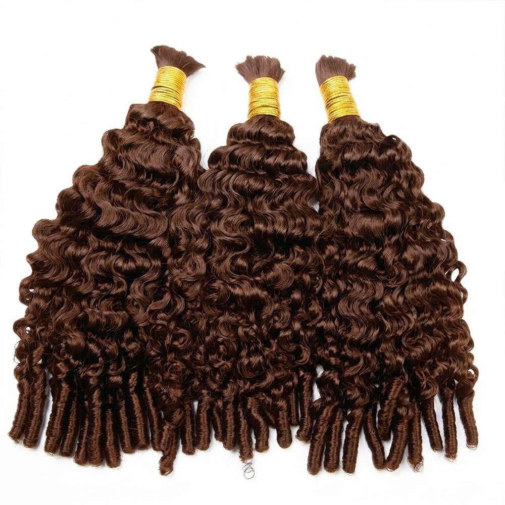 Burmese Curly 100% Raw Virgin  Human Hair Bundles - (No Weft) Bulk Hair  3 Bundles / Espresso Brown LINKTOWIG