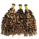 Burmese Curly 100% Raw Virgin  Human Hair Bundles - (No Weft) Bulk Hair  3 Bundles / Honey Blonde Highlights LINKTOWIG