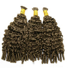 Burmese Curly 100% Raw Virgin  Human Hair Bundles - (No Weft) Bulk Hair  3 Bundles / Medium Chestnut Brown LINKTOWIG