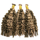 Burmese Curly 100% Raw Virgin  Human Hair Bundles - (No Weft) Bulk Hair  3 Bundles / Piano Highlight Silver Grey LINKTOWIG