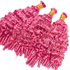 Burmese Curly 100% Raw Virgin  Human Hair Bundles - (No Weft) Bulk Hair  3 Bundles / pink LINKTOWIG