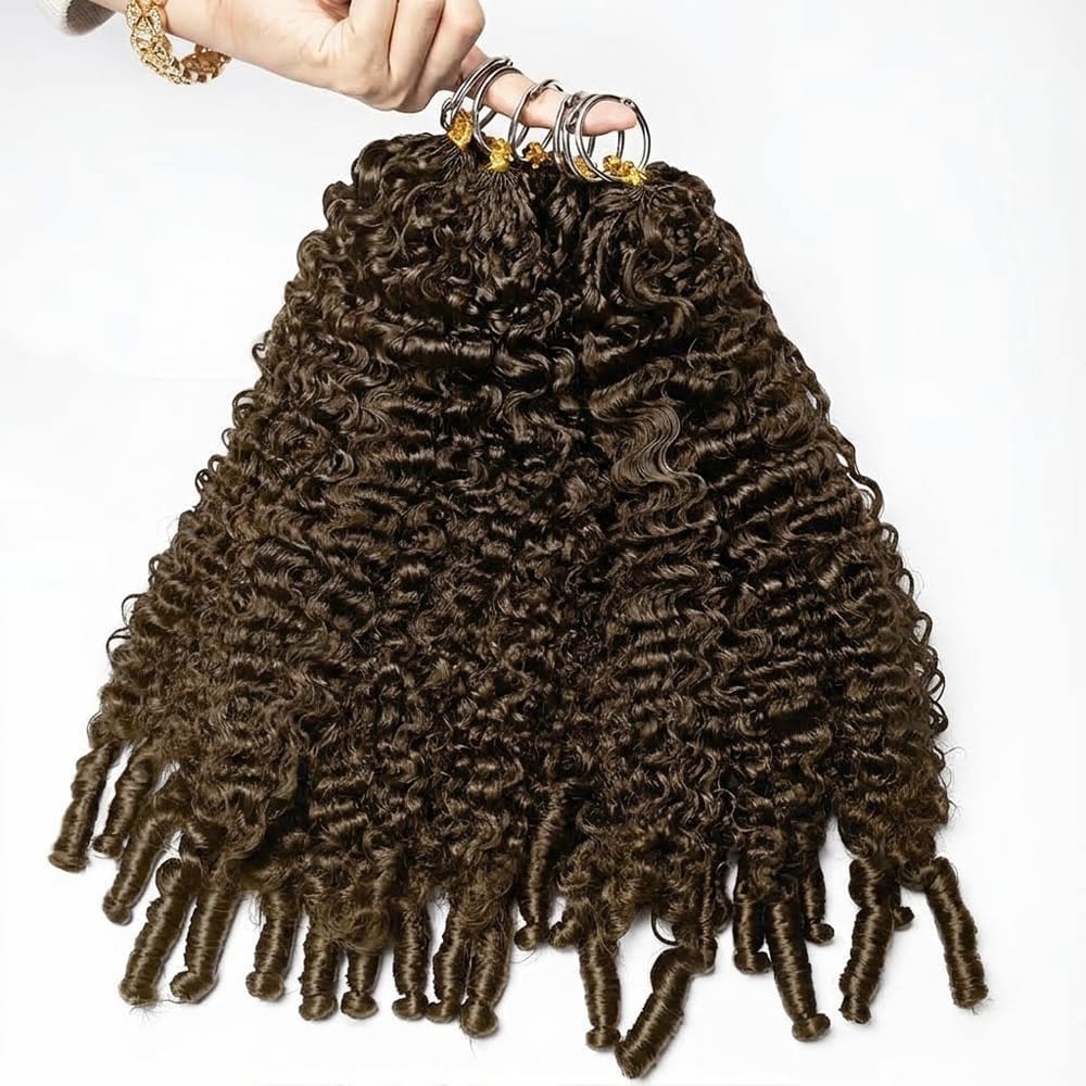 Burmese Curly Hair Bundles / Feather Hair Extensions — 100% Virgin Human Hair / aramel Balayage Highlights LINKTOWIG