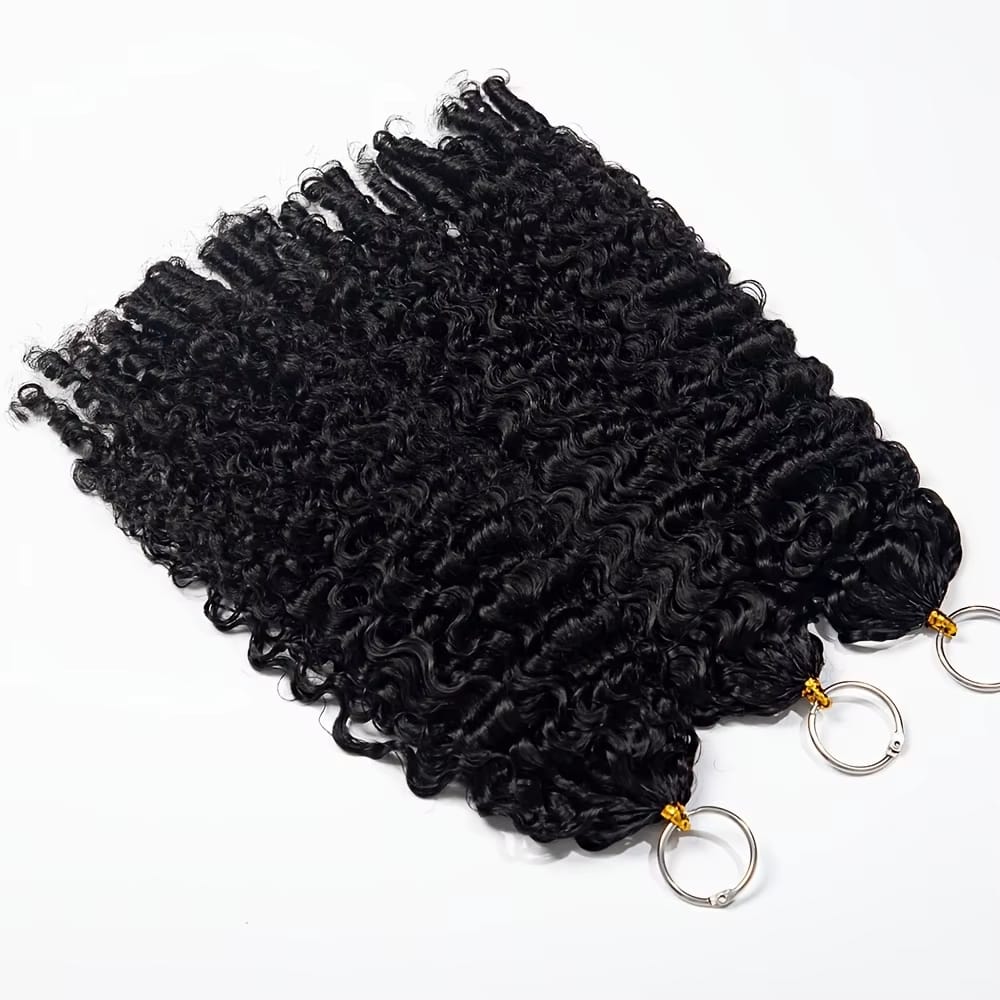 Burmese Curly Hair Bundles / Feather Hair Extensions — 100% Virgin Human Hair / Black LINKTOWIG
