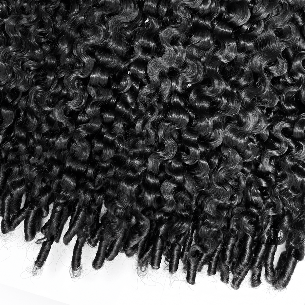 Burmese Curly Hair Bundles / Feather Hair Extensions — 100% Virgin Human Hair / Black LINKTOWIG