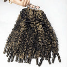 Burmese Curly Hair Bundles / Feather Hair Extensions — 100% Virgin Human Hair / Black and grey blended highlights LINKTOWIG