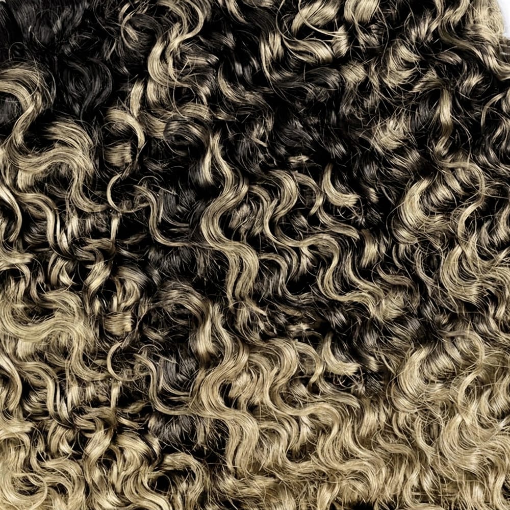 Burmese Curly Hair Bundles / Feather Hair Extensions — 100% Virgin Human Hair / Black and grey blended highlights LINKTOWIG
