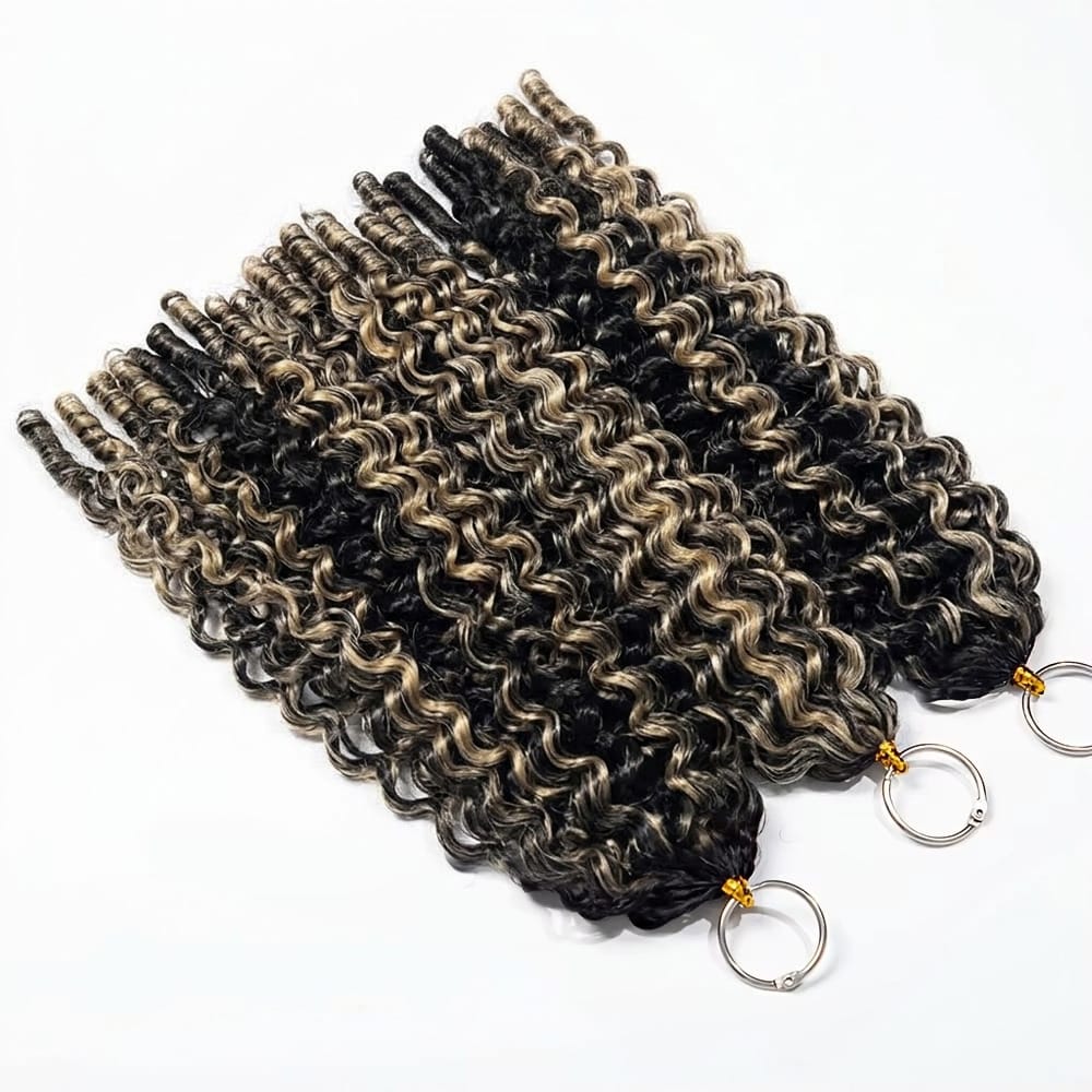 Burmese Curly Hair Bundles / Feather Hair Extensions — 100% Virgin Human Hair / Black and grey blended highlights LINKTOWIG