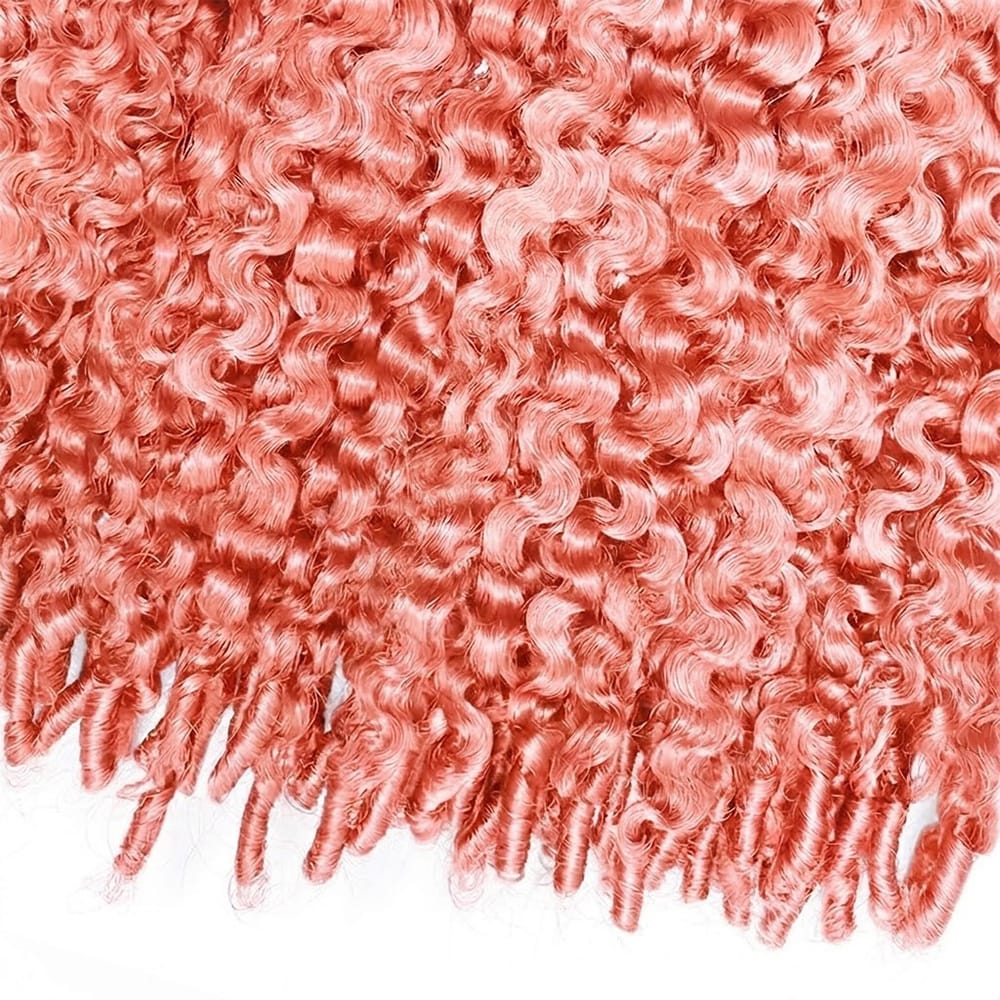 Burmese Curly Hair Bundles / Feather Hair Extensions — 100% Virgin Human Hair / Bubblegum Pink LINKTOWIG