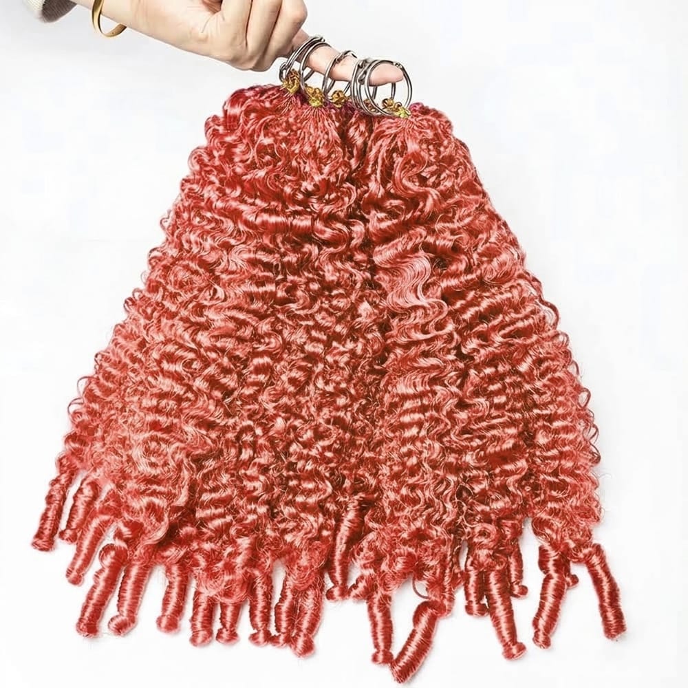 Burmese Curly Hair Bundles / Feather Hair Extensions — 100% Virgin Human Hair / Bubblegum Pink LINKTOWIG