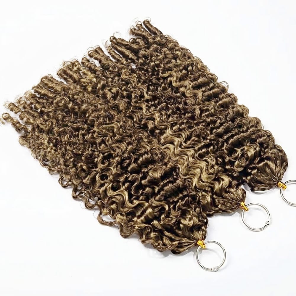 Burmese Curly Hair Bundles / Feather Hair Extensions — 100% Virgin Human Hair / Chocolate Brown LINKTOWIG