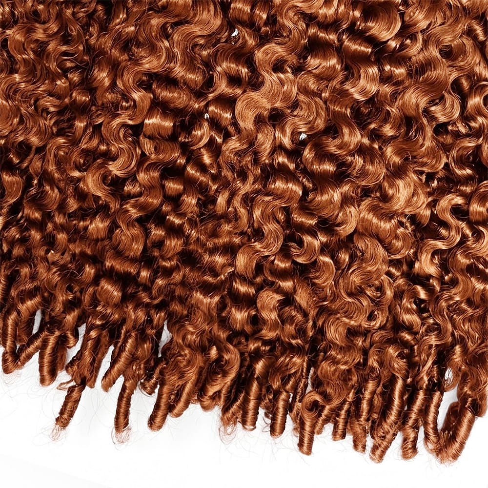 Burmese Curly Hair Bundles / Feather Hair Extensions — 100% Virgin Human Hair / Copper Orange LINKTOWIG