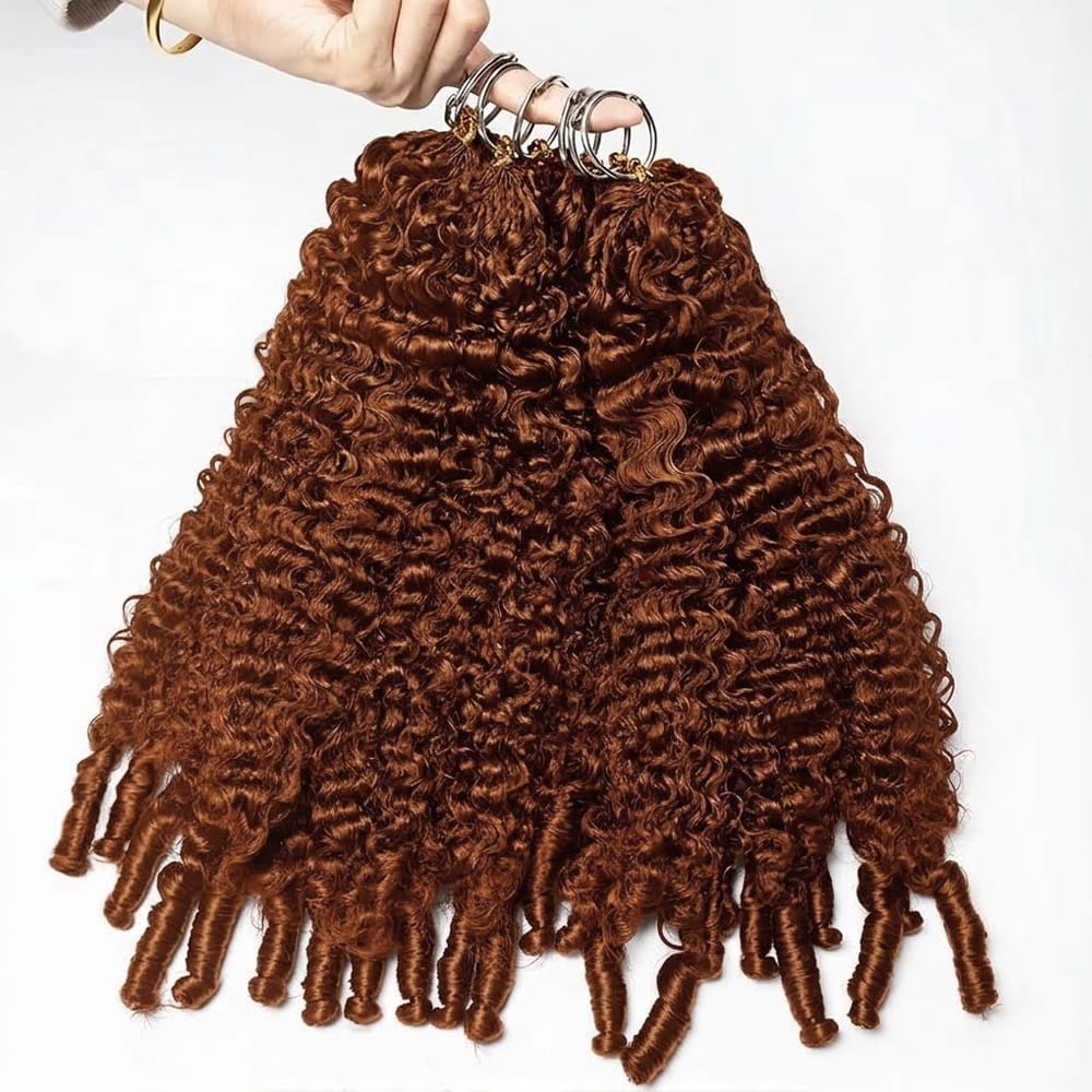 Burmese Curly Hair Bundles / Feather Hair Extensions — 100% Virgin Human Hair / Copper Orange LINKTOWIG