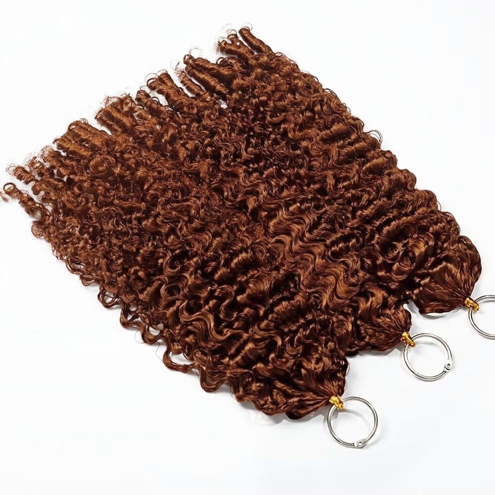 Burmese Curly Hair Bundles / Feather Hair Extensions — 100% Virgin Human Hair / Copper Orange LINKTOWIG