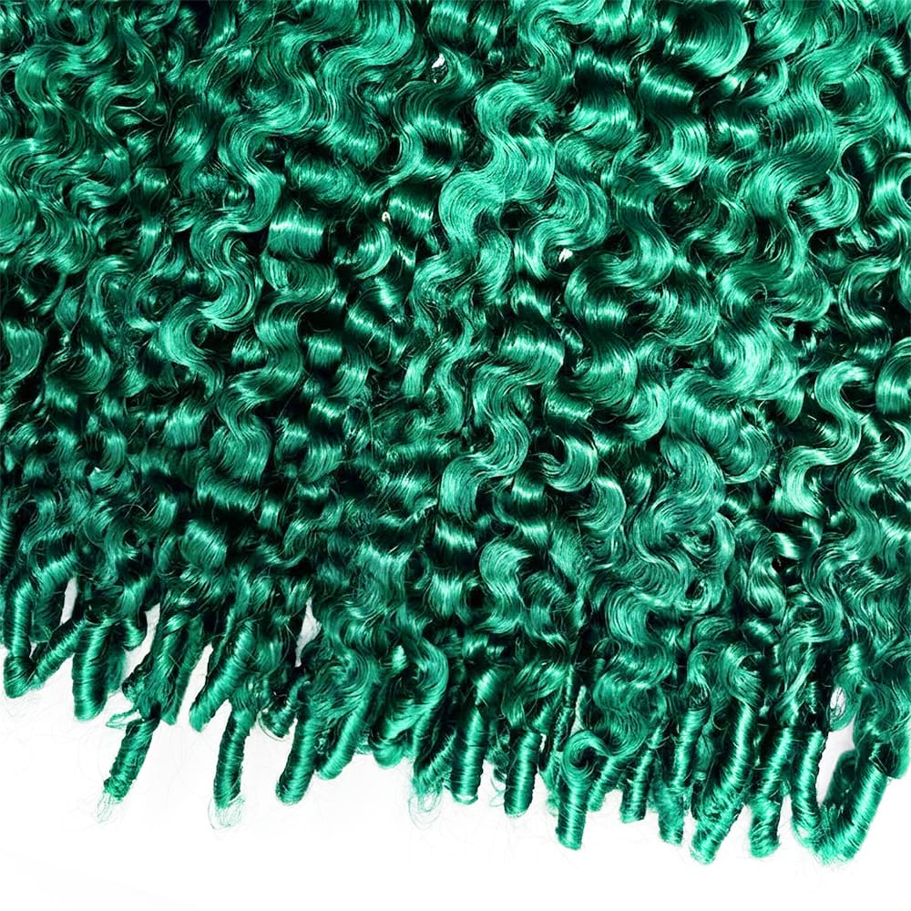 Burmese Curly Hair Bundles / Feather Hair Extensions — 100% Virgin Human Hair / Dark Emerald Green LINKTOWIG
