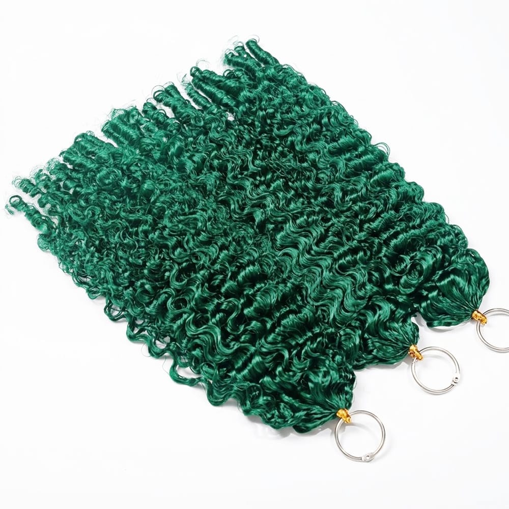 Burmese Curly Hair Bundles / Feather Hair Extensions — 100% Virgin Human Hair / Dark Emerald Green LINKTOWIG