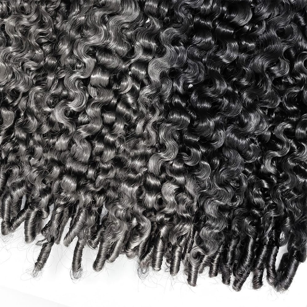 Burmese Curly Hair Bundles / Feather Hair Extensions — 100% Virgin Human Hair / Dark Roots LINKTOWIG