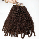 Burmese Curly Hair Bundles / Feather Hair Extensions — 100% Virgin Human Hair / Espresso Brown LINKTOWIG