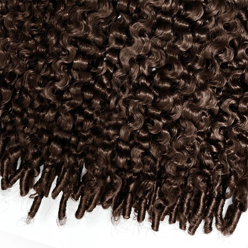 Burmese Curly Hair Bundles / Feather Hair Extensions — 100% Virgin Human Hair / Espresso Brown LINKTOWIG