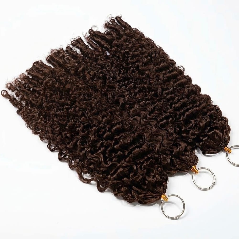 Burmese Curly Hair Bundles / Feather Hair Extensions — 100% Virgin Human Hair / Espresso Brown LINKTOWIG